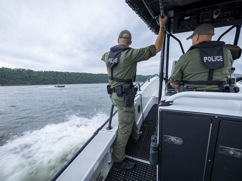 Officers on water patrol