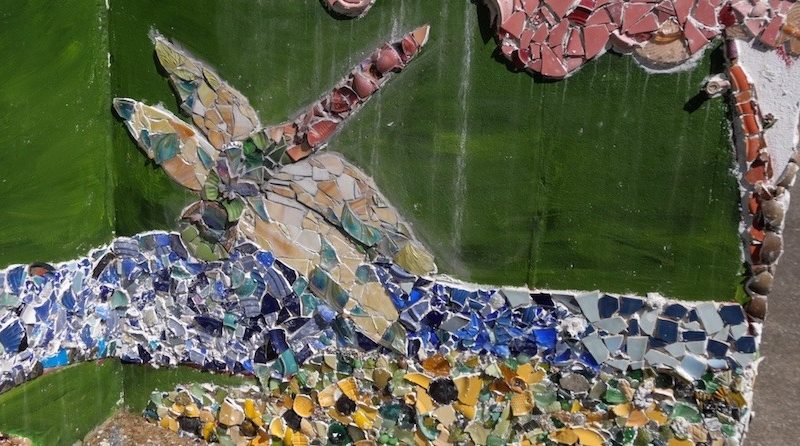 The mosaic was commissioned by Cowan Community Action Group in Letcher County. It is part of their annual Growing Home event which honors the anniversary of the flood of 2022. (Mimi Pickering/Appalshop)